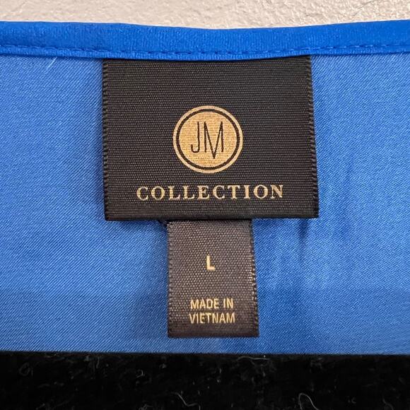 NWT Gorgeous Flowy Blue Long Sleeve Top Blouse Stunning Sleeves - Picture 5 of 12